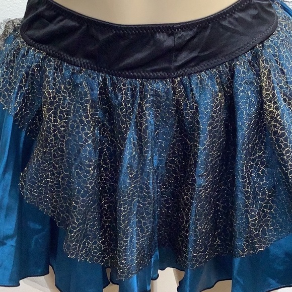 Teal Satin with Gold Mesh & Black Tulle Skirt Size Small New Without Tags - Picture 2 of 6